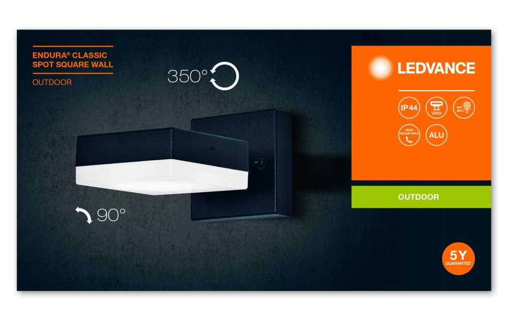 Nástenná fasádna lampa ENDURA Classic Spot Square Nástenná lampa LEDVANCE