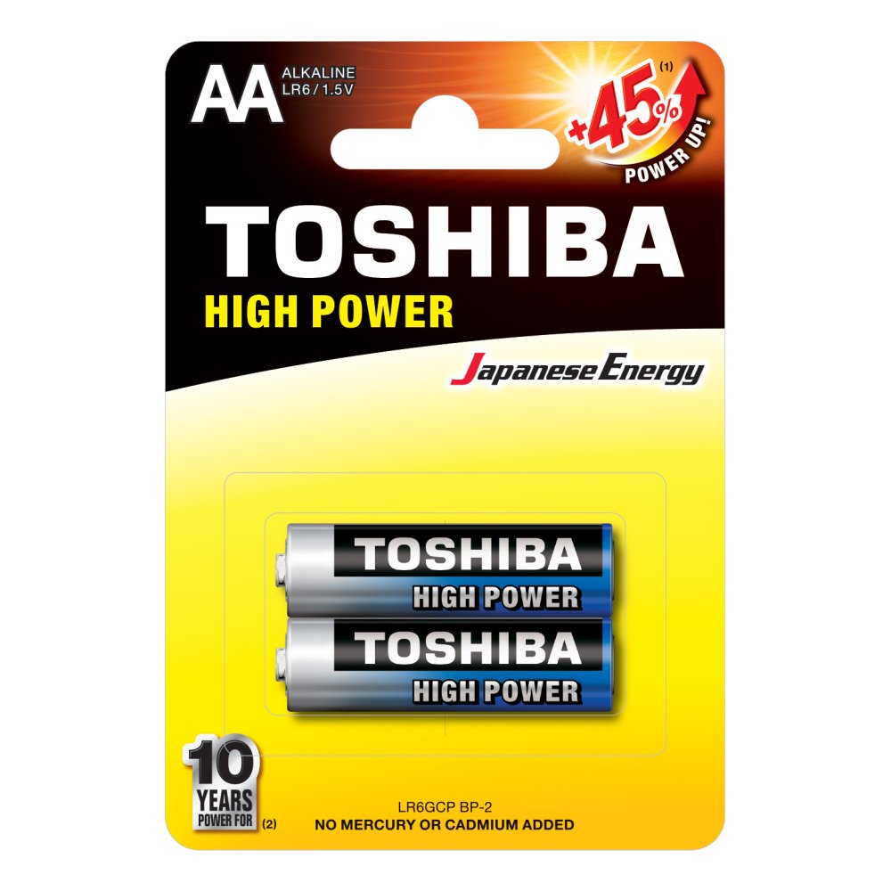 Alkalické batérie TOSHIBA HIGH POWER LR6 AA 1,5V Blister 2ks