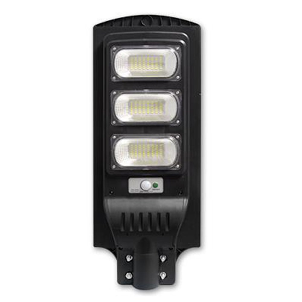E-shop LED solárna pouličná lampa čierna 150W 6000K studená IP65 senzor pohybu a súmraku + diaľkové ovládanie