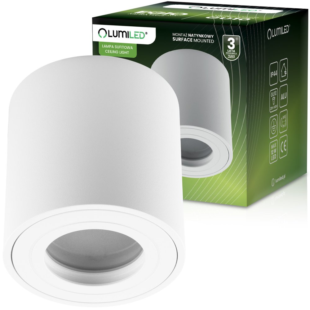 E-shop Prisadená halogénová bodová trubica EGIO GU10 okrúhla biela 83 mm - LUMILED