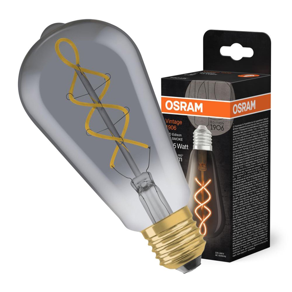 Dekoratívna LED žiarovka ST64 Edison E27 4W = 15W 140lm 1800K Warm 330° Smoked Vintage 1906 Osram