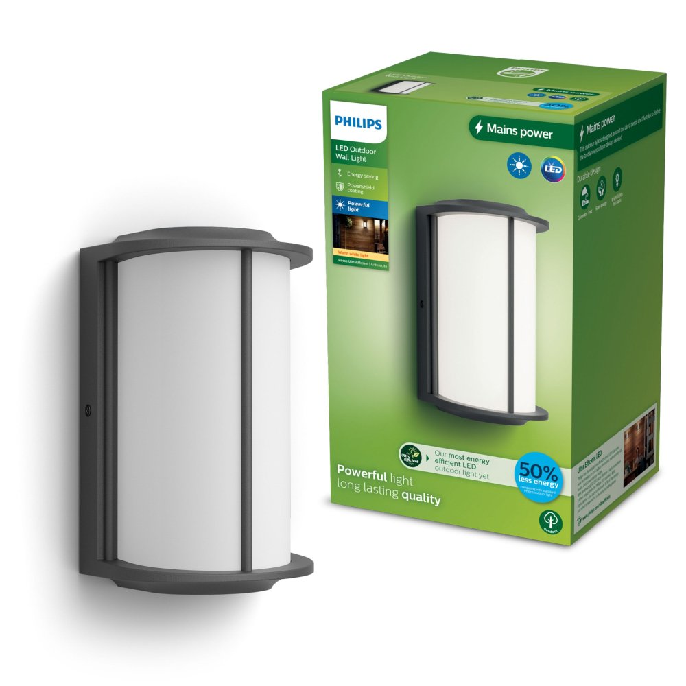 Vonkajšie fasádne svietidlo LED 4,3 W 800 lm 2700 K IP44 Antracit Reese Ultra Efficient Philips