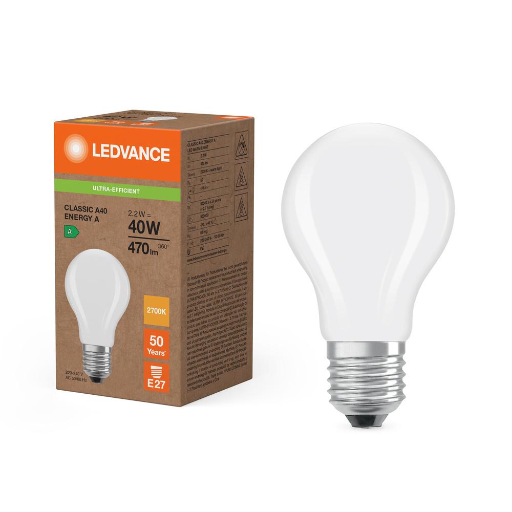 LED žiarovka E27 A60 2,2W = 40W 470lm 2700K Warm 300° Ledvance
