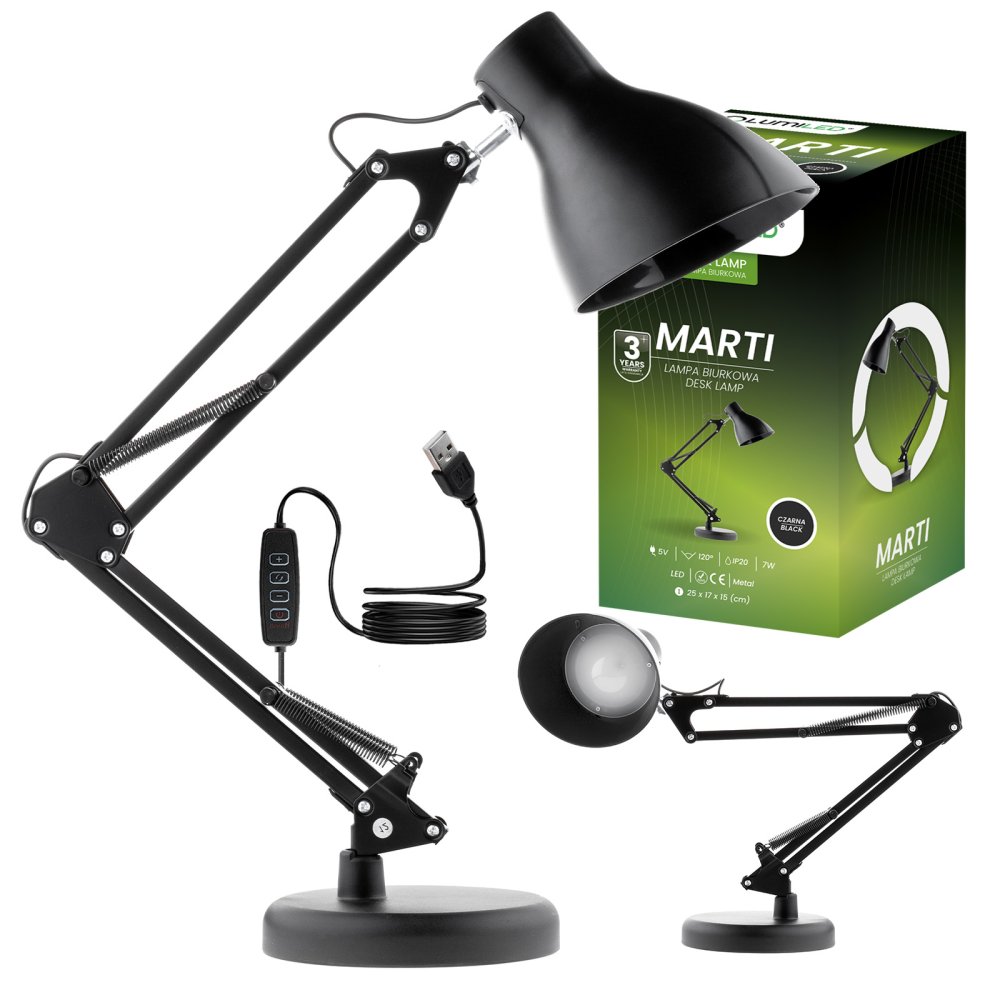 E-shop LED 7W CCT stmievateľná stolová lampa Marti Black Lumiled