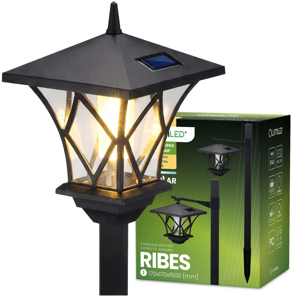 E-shop LED RIBES Solárne záhradné lampy Vonkajšia lampa 150cm LUMILED