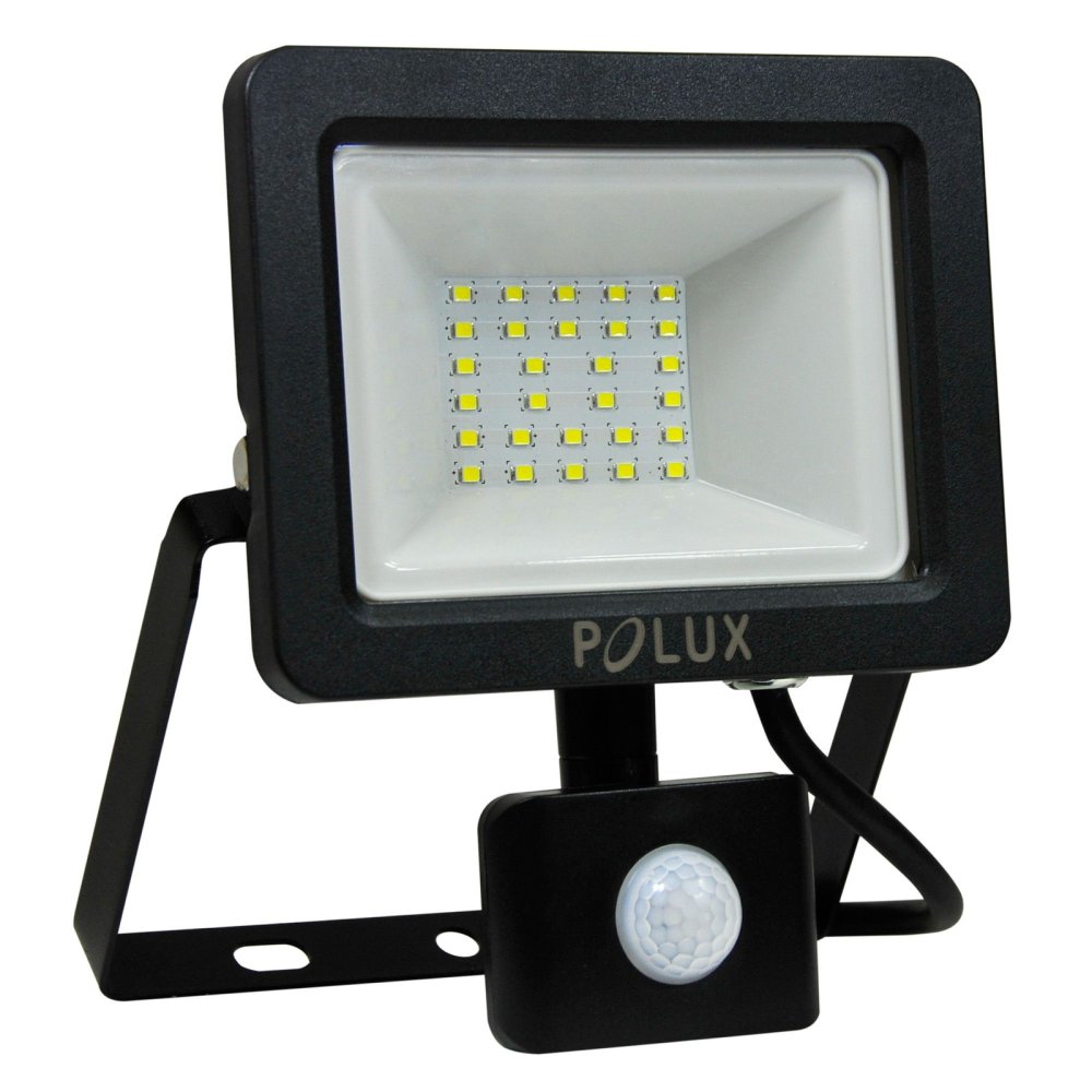 LED reflektor 20W 1600lm 3000K čierny so senzorom pohybu a súmraku GOLDLUX (Polux)