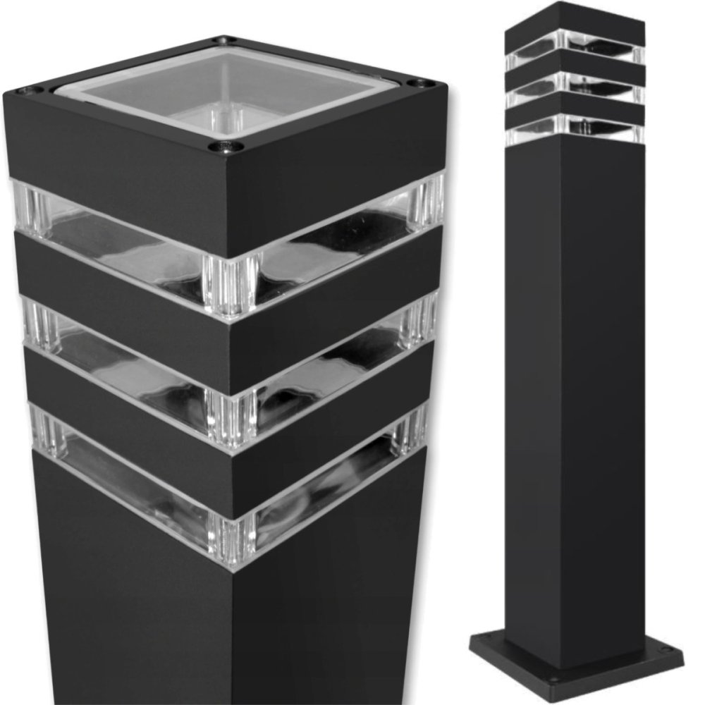 Vonkajšie záhradné svietidlo E27 BLACK Štvorcové tyče 60 cm