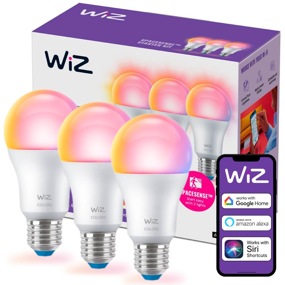3x LED žiarovka E27 A60 8,8W = 60W 806lm 2200-6500K RGB + TW Smart SMART WiFi Bluetooth App WiZ