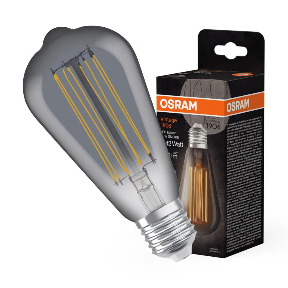 Dekoratívna LED žiarovka ST64 Edison E27 11W = 42W 500lm 1800K teplé 320° dymové vlákno stmievateľné Vintage 1906 Osram