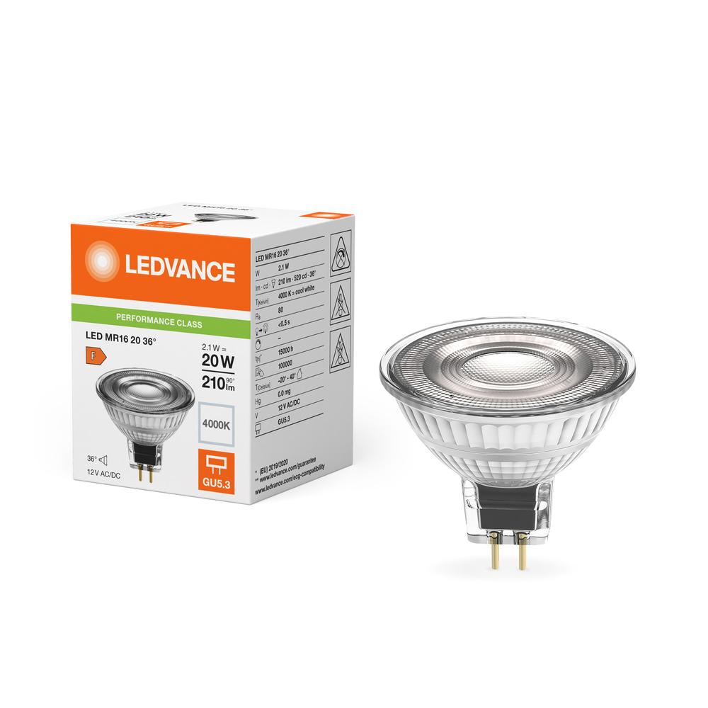LED reflektorová žiarovka GU5.3 MR16 2,1W = 20W 210lm 4000K Neutral 36° 12V Ledvance