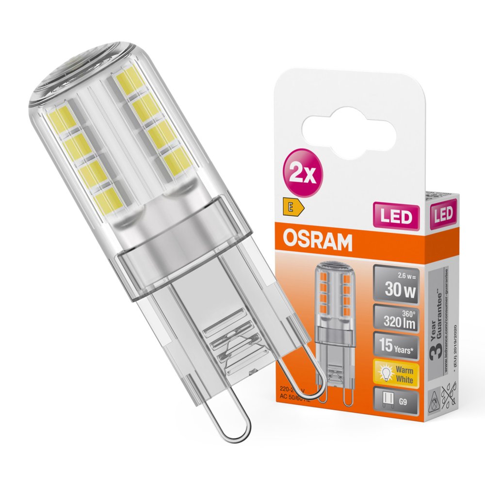 2x LED žiarovka G9 2,6W = 30W 320lm 2700K Warm 300° LED PIN Osram