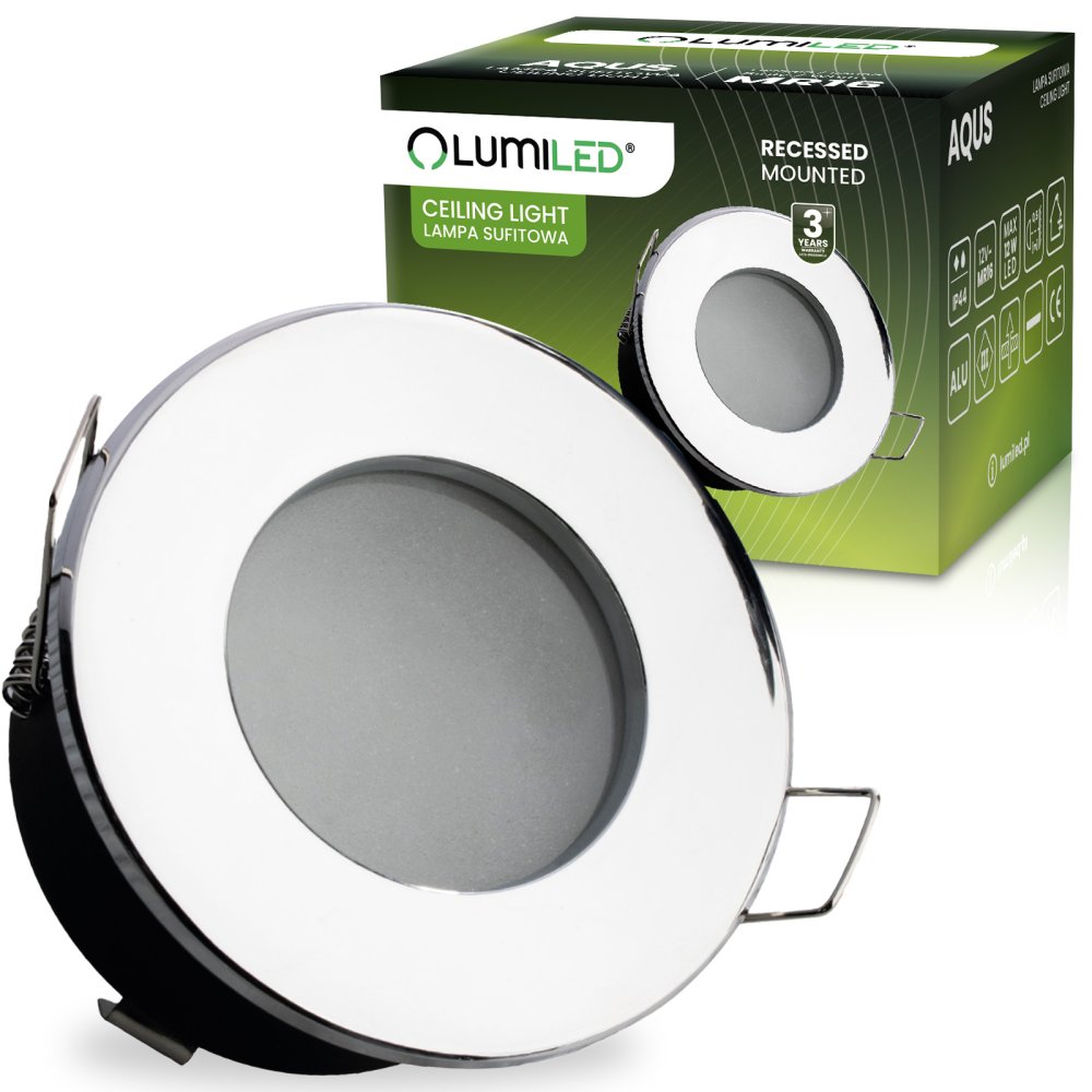 E-shop HALOGEN svietidlo na zapustenie do kúpeľne hermetické AQUS GU10 LUMILED chróm IP44 FIXED