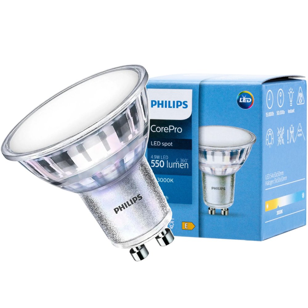 LED žiarovka GU10 4,9W = 50W 550lm 3000K Warm 120° PHILIPS