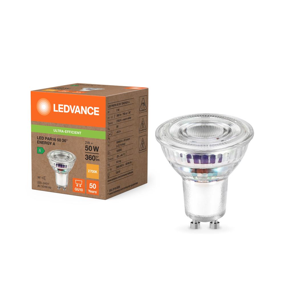 LED žiarovka GU10 PAR16 2W = 50W 360lm 2700K Warm 36° Ledvance