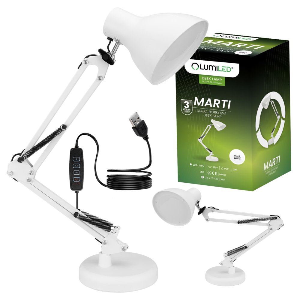 E-shop Stolová LED lampička 7W CCT stmievateľná MARTI biela Lumiled