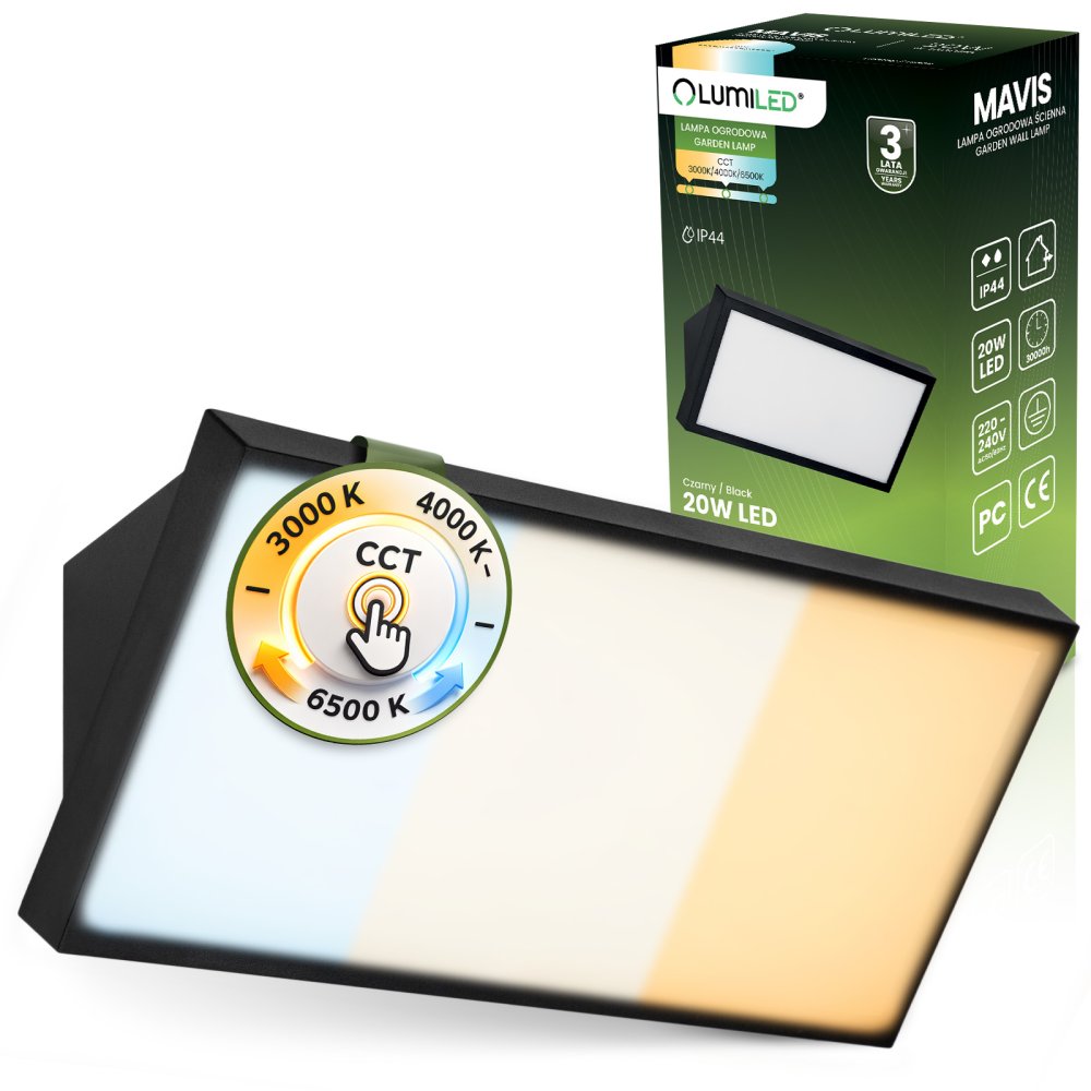 E-shop Vonkajšia záhradná lampa CCT nástenná lampa 20W LED IP44 MAVIS LUMILED