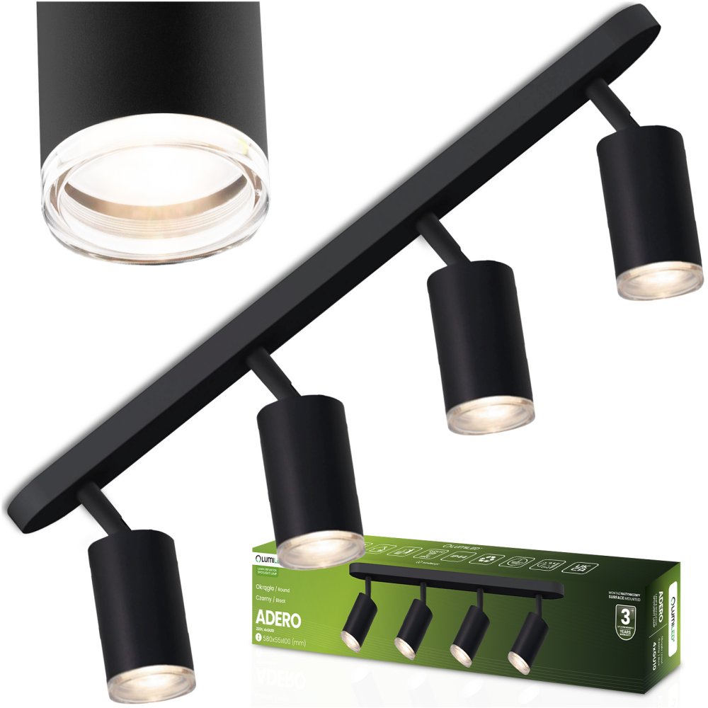 E-shop LED bodové stropné svietidlo 4x GU10 IP44 ADERO Black Lumiled