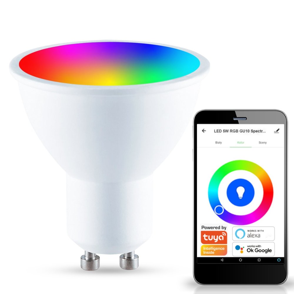 LED GU10 6W RGB+W 520LM SMART WIFI TUYA Inteligentná stmievateľná žiarovka