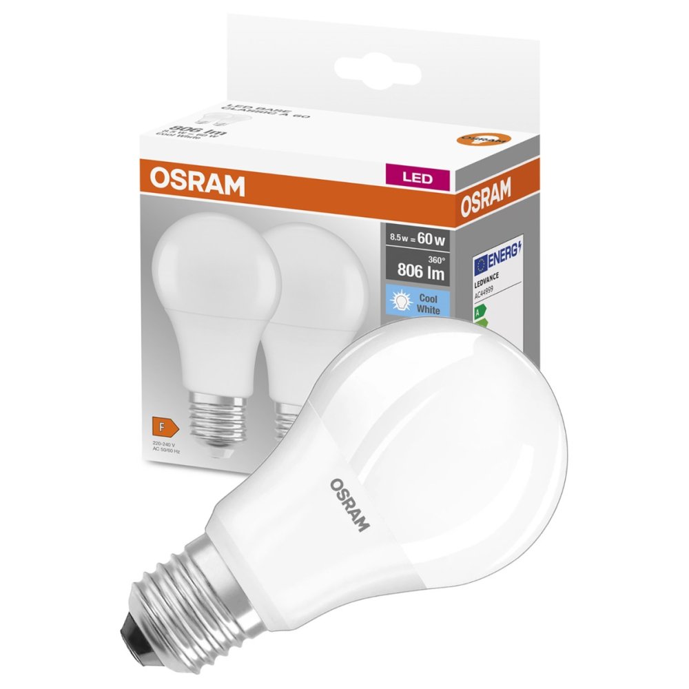 2PAK LED žiarovka E27 A60 8,5W = 60W 806lm 4000K Neutral 200° OSRAM