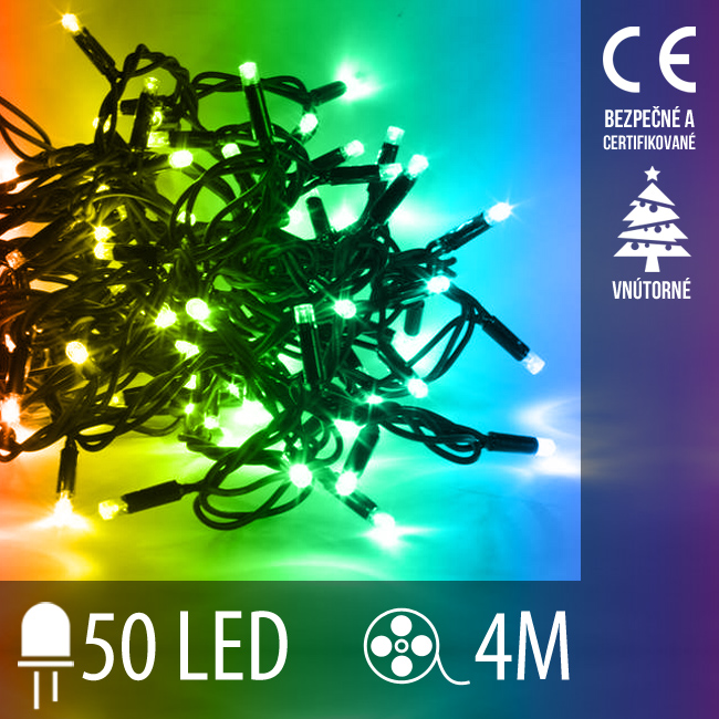 Vianočná led svetelná reťaz vnútorná - 50led - 4m multicolour