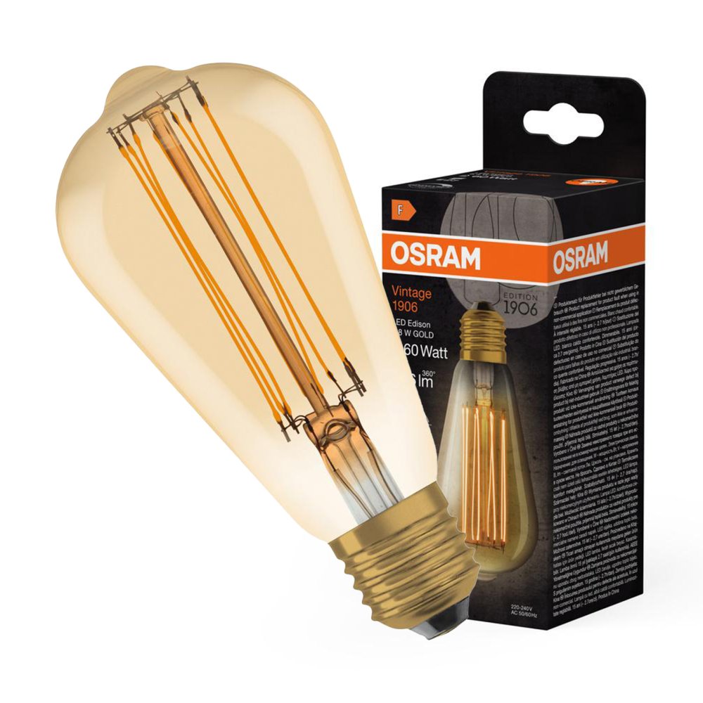 Dekoratívna LED žiarovka ST64 Edison E27 8,8W = 60W 806lm 2200K Warm 320° Filament Dimmable Vintage 1906 Osram