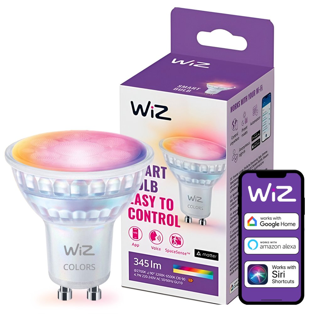 LED GU10 reflektor PAR16 4,7W = 50W 345lm 2200-6500K RGB + TW Smart SMART WiFi Bluetooth App WiZ