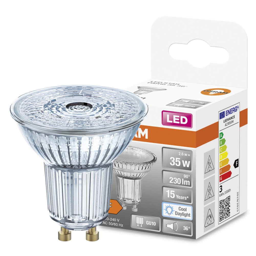 LED žiarovka PAR16 s reflektorom GU10 2,6W = 35W 230lm 6500K Cold 36° STAR Osram