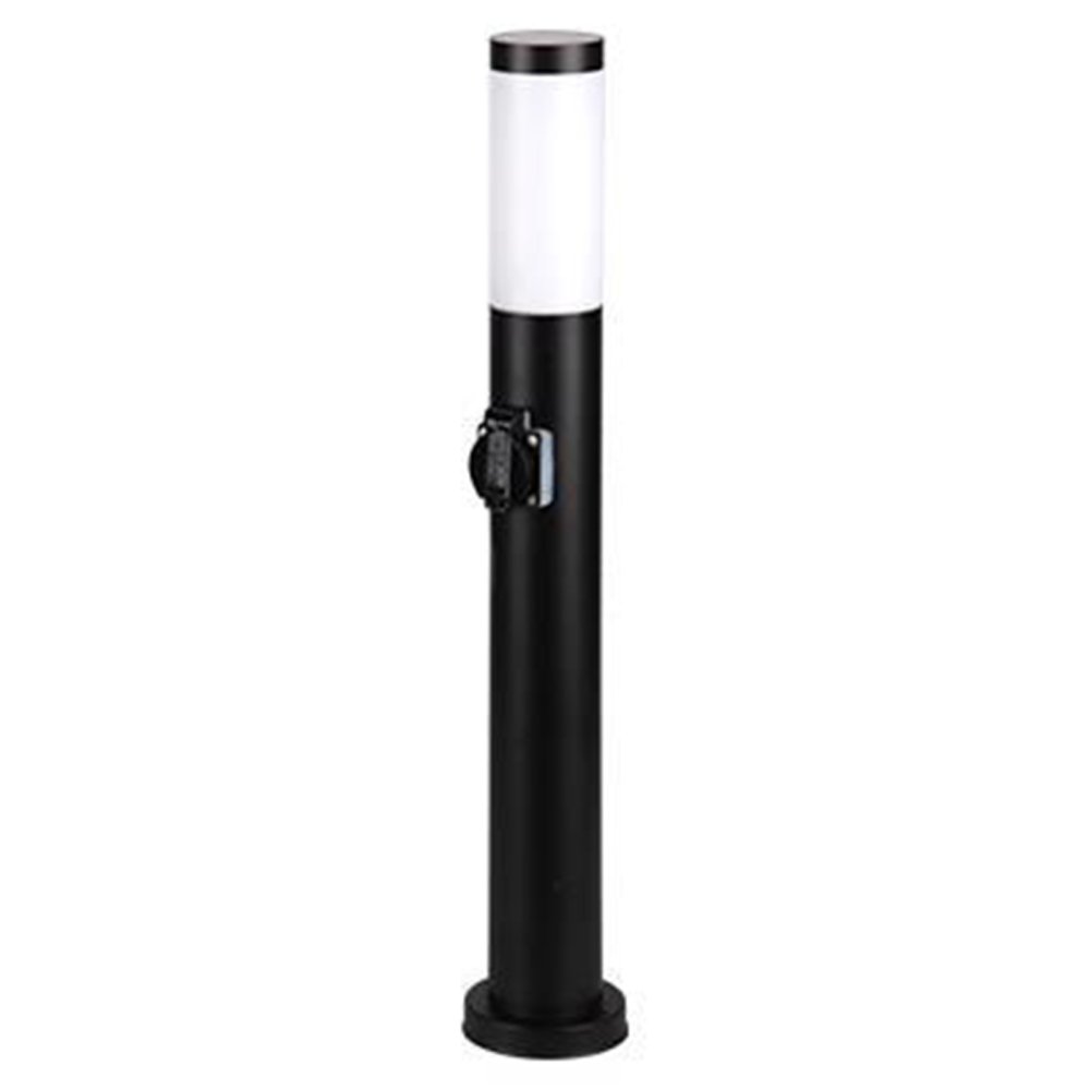 E-shop Vonkajšie záhradné svietidlo E27 BLACK PILLAR 65cm so zásuvkou 230V