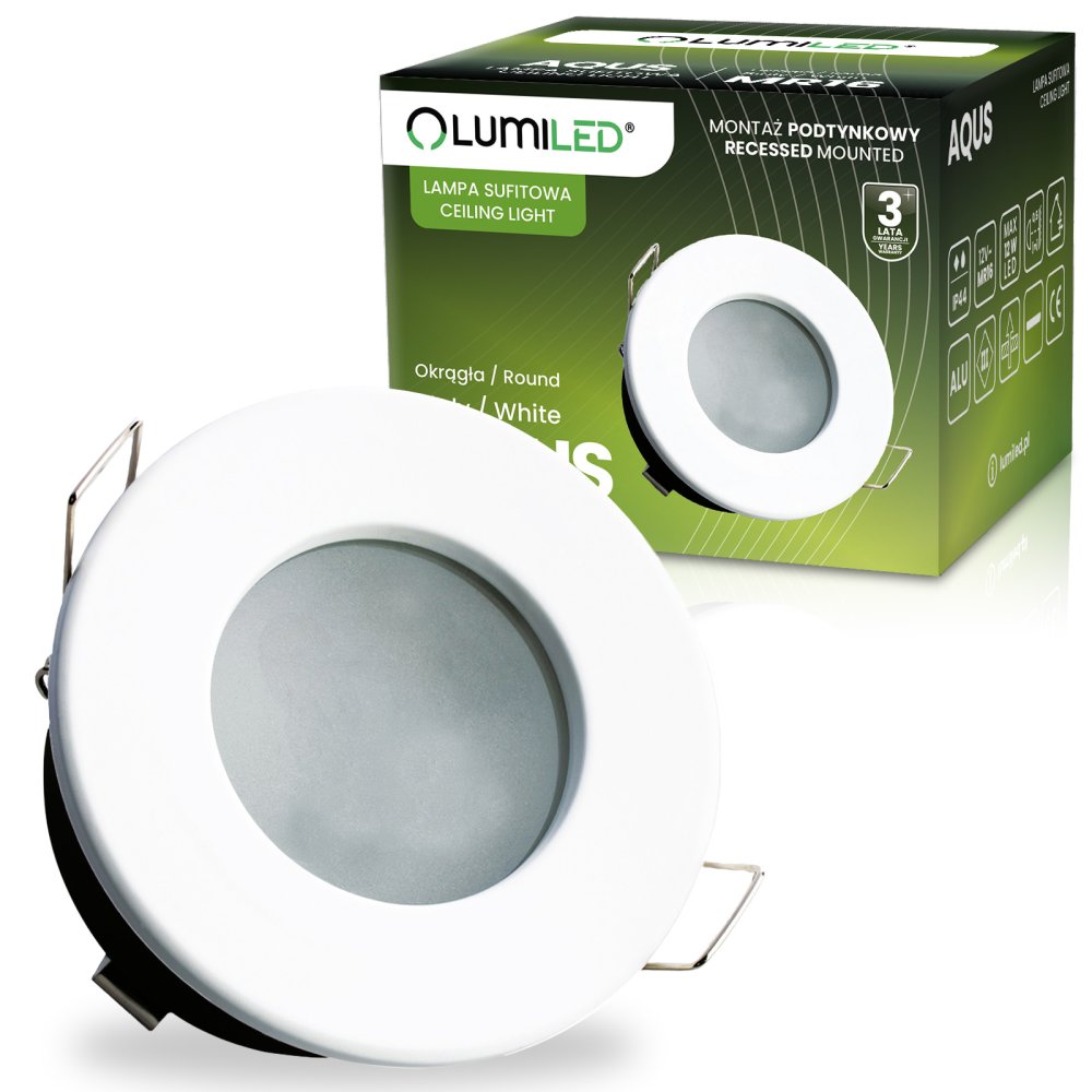 E-shop Svietidlo HALOGÉNOVÉ zapustené zapustené LED MR16 okrúhle biela AQUS Lumiled