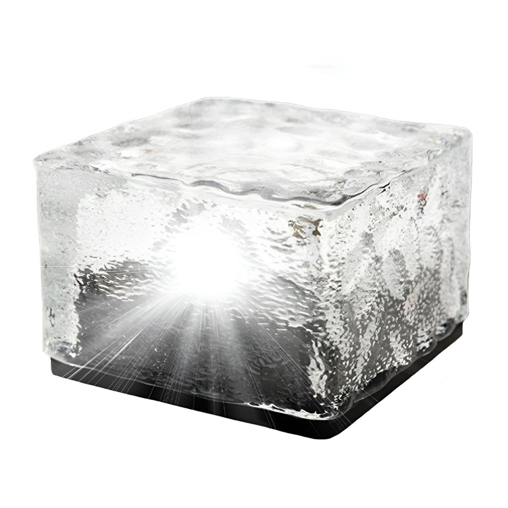 Vonkajšia solárna LED záhradná lampa sklenená kocka IP44 studená biela