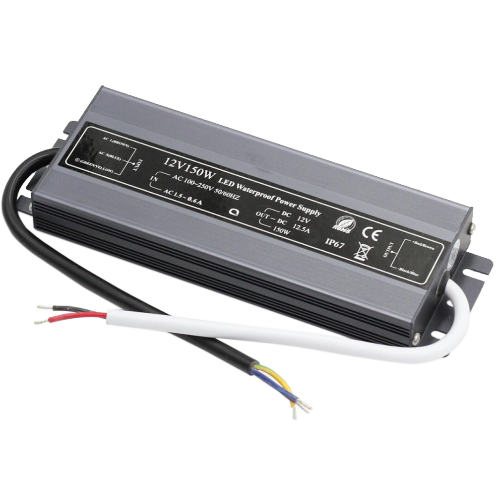 Napájanie LED pásov 12V 150W 12,5A vodotesné IP67