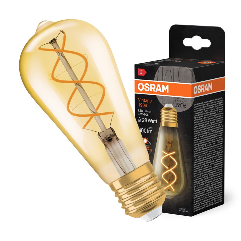 Dekoratívna LED žiarovka ST64 Edison E27 4W = 28W 300lm 2000K Warm 300° Dimmable Vintage 1906 Osram