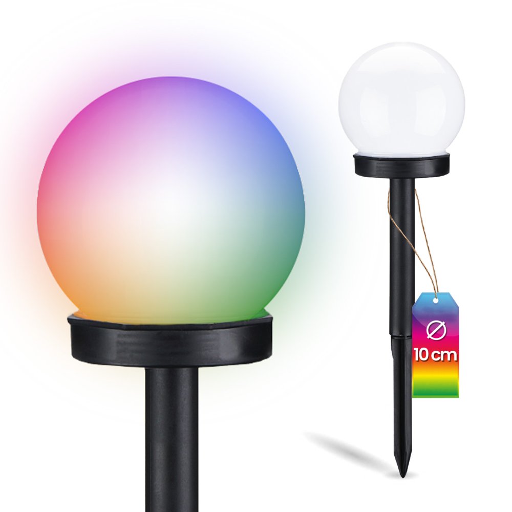 LUMILED LED solárna záhradná lampa ATRIS Driven White Ball 10cm RGB
