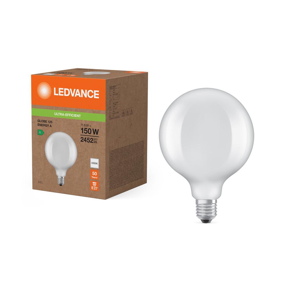 LED žiarovka Sphere E27 G125 11,6W = 150W 2452lm 4000K Neutral 330° Ledvance