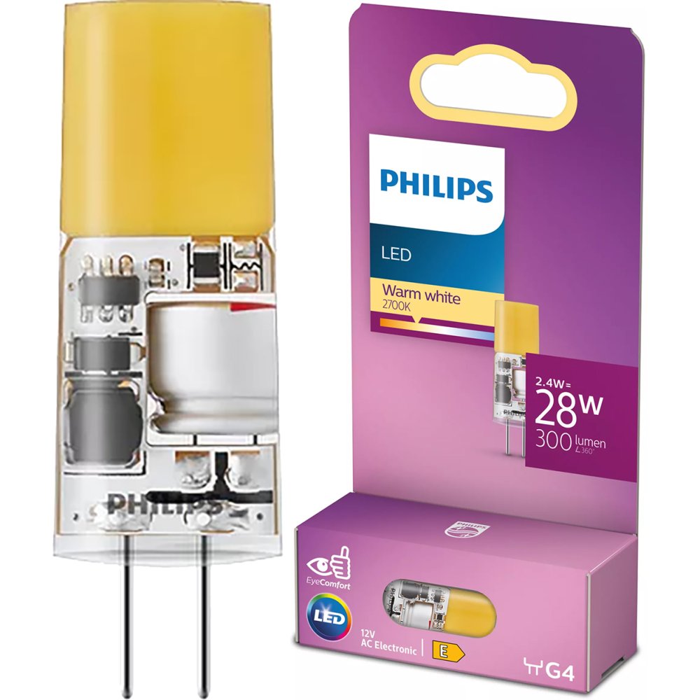 LED žiarovka G4 Capsule 2,4W = 28W 300lm 2700K Warm 12V Philips