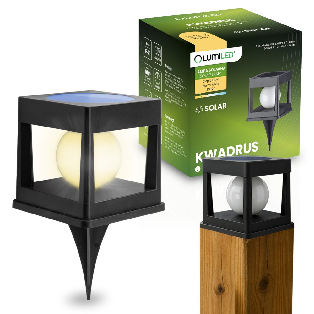 E-shop LED solárne vonkajšie svietidlo 3000K KWADRUS LUMILED