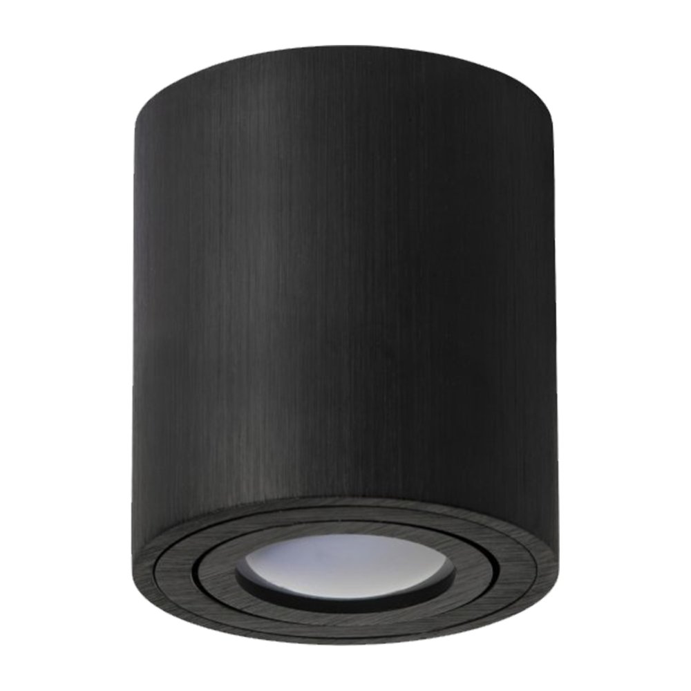 Povrchová bodová tuba s pohyblivou guľatou hlavou GU10 čierna