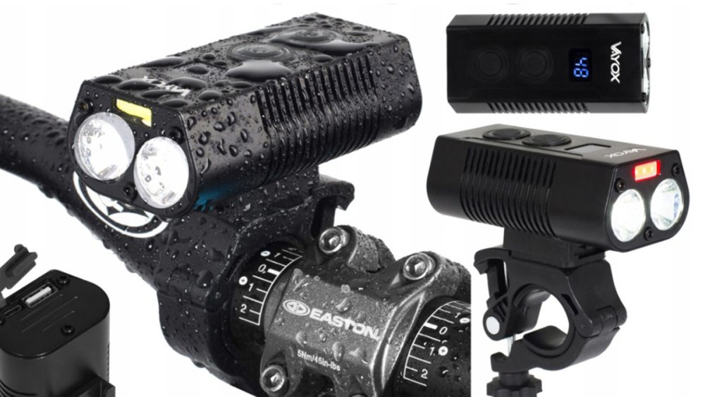 Predné bicyklové svietidlo LED USB-C svetlo na rukoväti 10 režimov 750lm IP65 funkcia Powerbank VAYOX