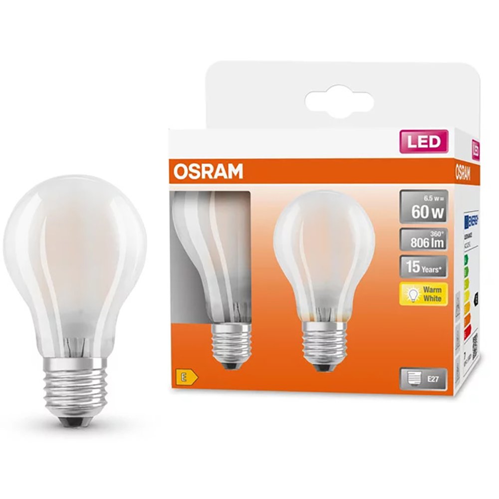 2PAK LED žiarovka E27 A60 7W = 60W 806lm 2700K Warm 300° Filament OSRAM STAR