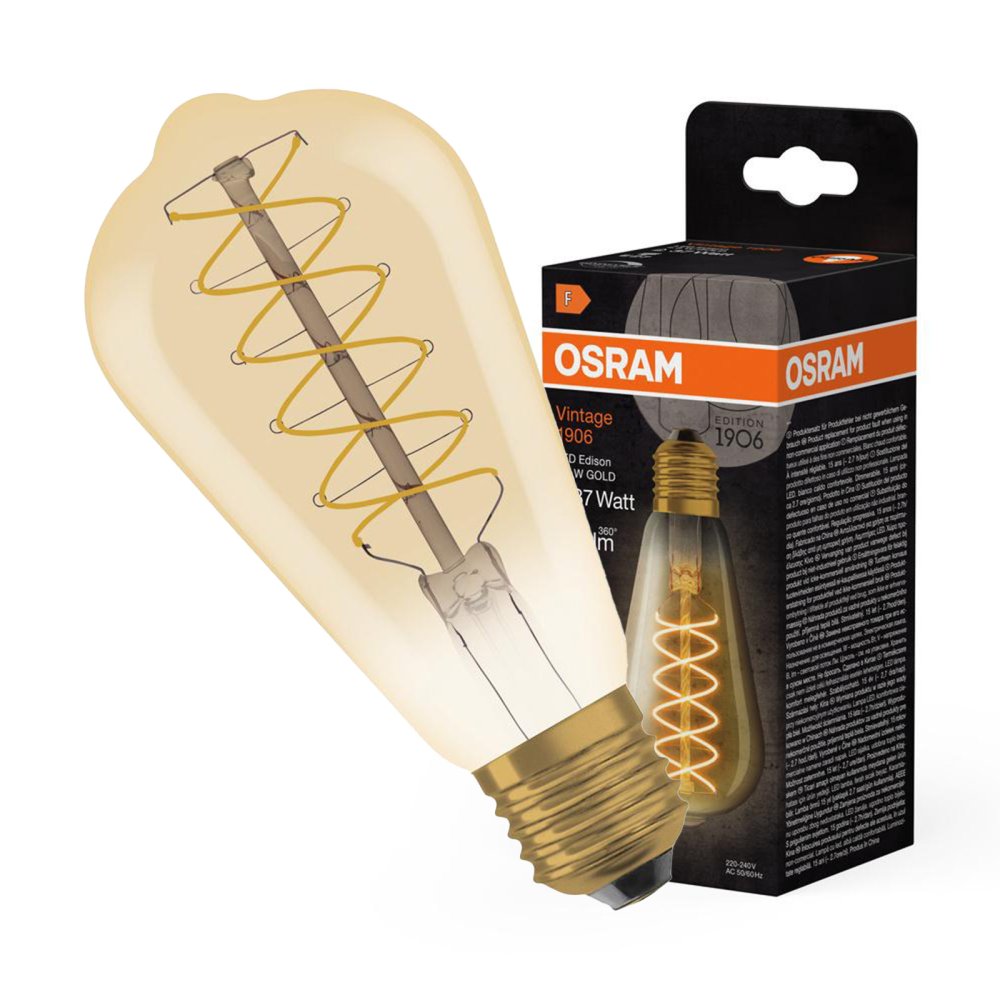 Dekoratívna LED žiarovka ST64 Edison E27 4,8W = 37W 420lm 2200K Warm 320° Filament Dimmable Vintage 1906 Osram