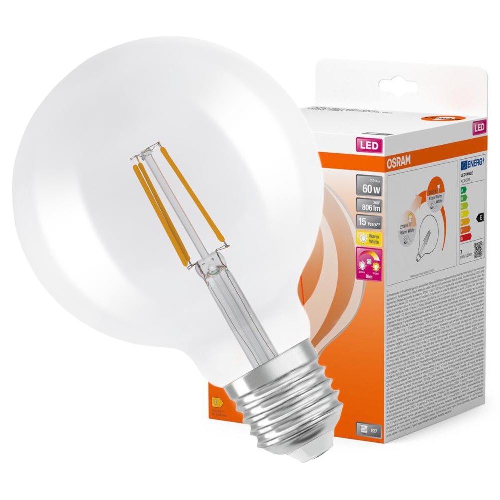 LED žiarovka G124 Sphere E27 7W = 60W 806lm 2200-2700K CCT 320° Stmievateľná SUPERSTAR Osram