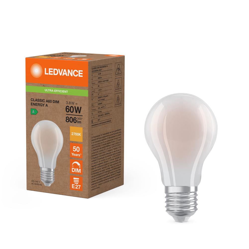 LED žiarovka E27 A60 3,8W = 60W 806lm 2700K Warm 320° Stmievateľná Ledvance