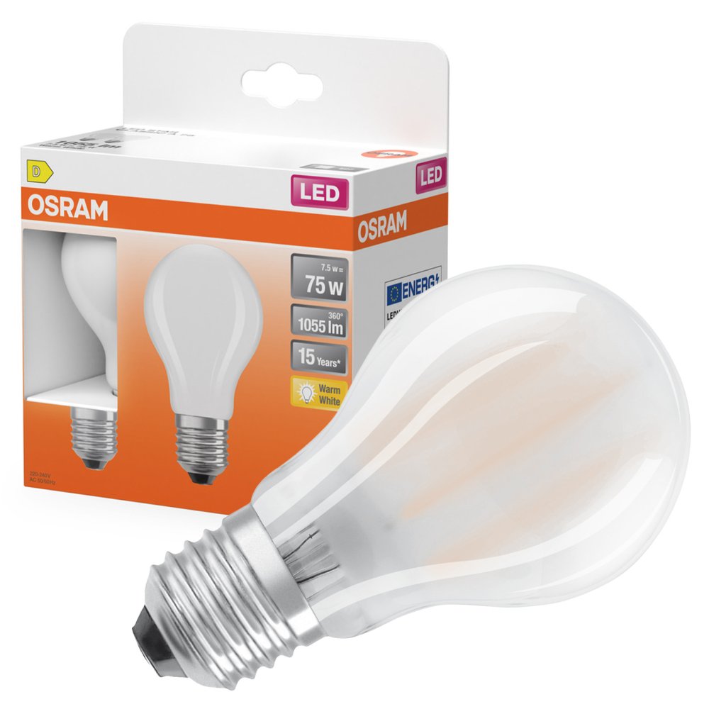 2x LED žiarovka A60 E27 7,5W = 75W 1055lm 2700K Warm 300° Retrofit Filament CLASSIC Osram