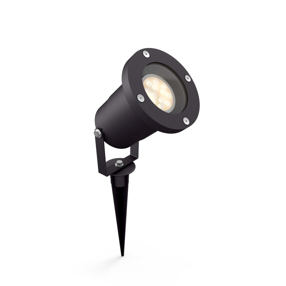 E-shop Vonkajšie LED svietidlo PULED GU10 IP44 s reflektorom Pohyblivé čierne záhradné svietidlo PHILIPS