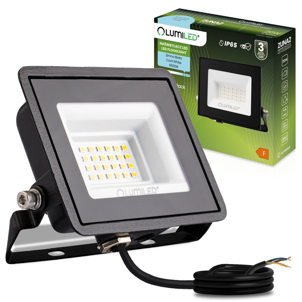 E-shop LED reflektor ZUNA2 20W 1800lm 6500K IP65 Black LUMILED