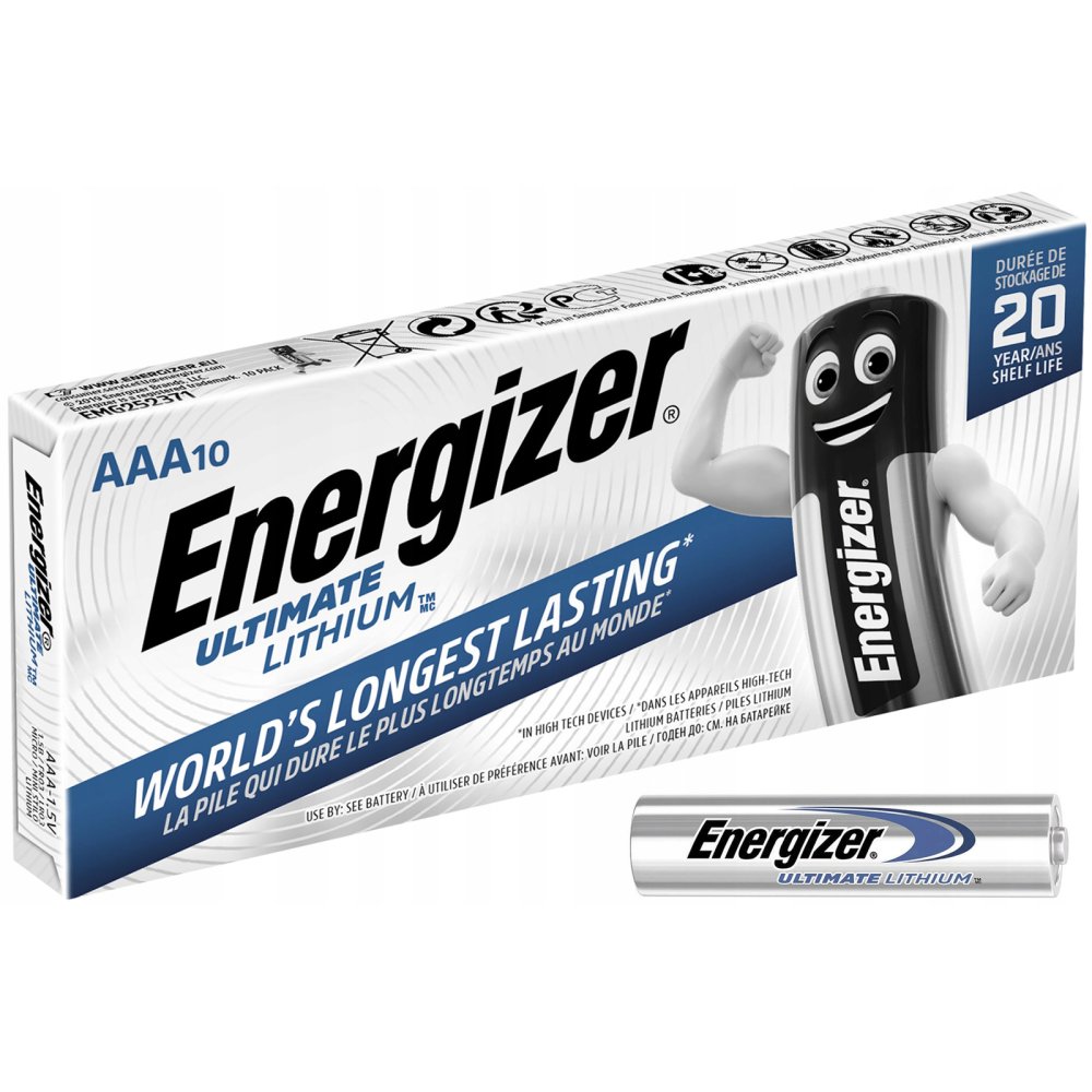 10x ENERGIZER ULTIMATE LITHIUM AAA LR03 1,5V batérie Blister