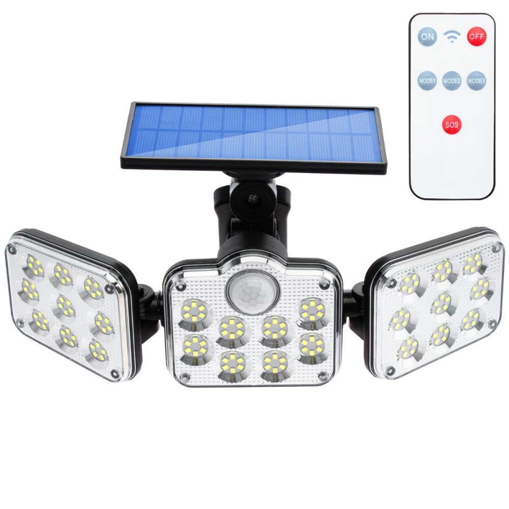 Solárne svetlomety 138x LED 10W 480lm Studený snímač pohybu IP65 + Diaľkové ovládanie
