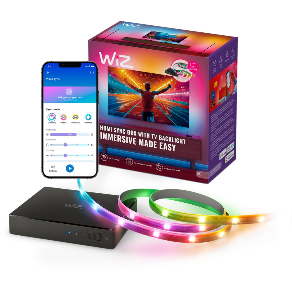E-shop Inteligentný RGBIC LED pásik pre 55"-65" monitor TV s HDMI Sync Box Wi-Fi WiZ