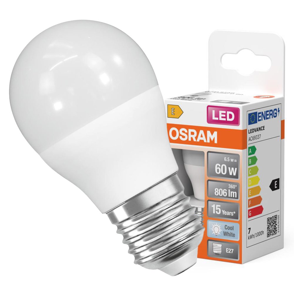 LED žiarovka P45 Ball E27 6,5W = 60W 806lm 4000K Neutral 150° STAR CLASSIC Osram