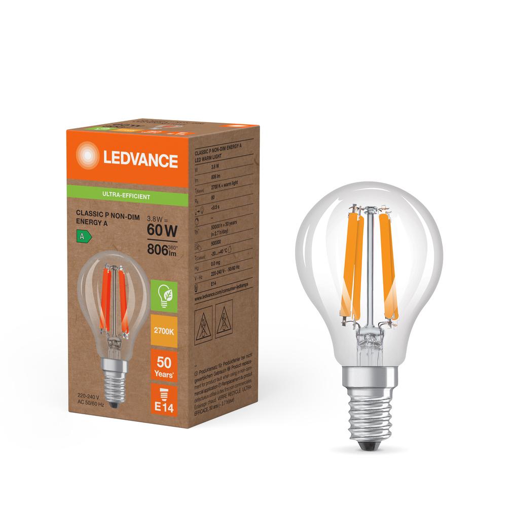 LED žiarovka Ball E14 P45 3,8W = 60W 806lm 2700K Warm 320° Ledvance